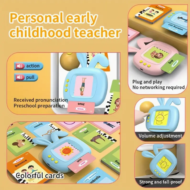 Small Model Bunny Talking Flash Cards（blue/pink）