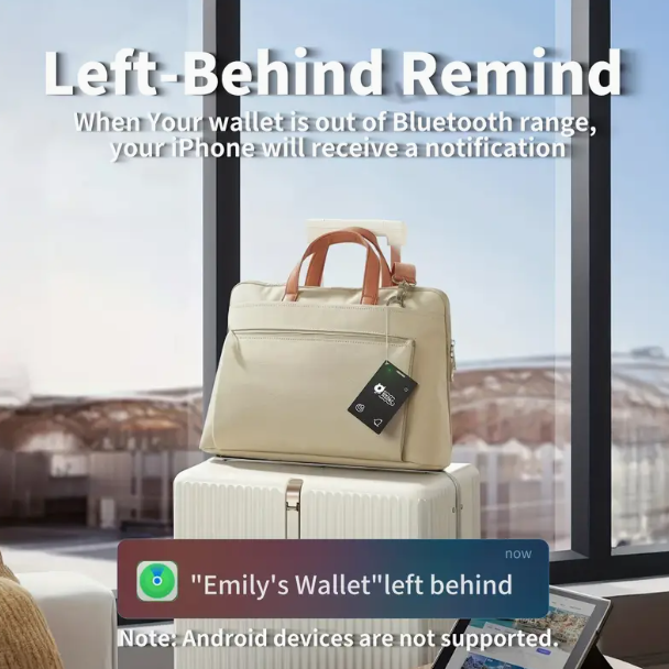 Small Model Wallet Tracker Card for Find My (iOS Only), Rechargeable Smart Key Card, Wriless Tracking Card with Lovely Images for Kids, Luggage Tag, Purse.With charger included