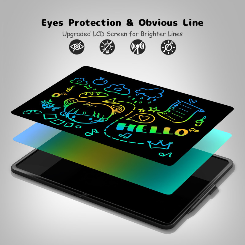 15-inch Rechargeable LCD Drawing Tablet for Kids,  black