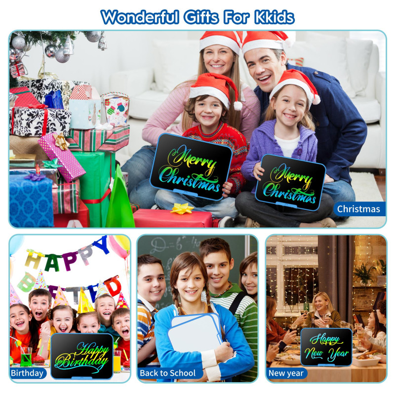 Small Model LCD Writing Tablet for Kids, 12 Inch Large Kids Drawing Pad, Rechargeable and Mess Free Coloring Kids Drawing Tablet, painting accessoryDoodle Board, Learning Toys for 3＋Year Old Boys Girls Birthday  easter gift with Quick Erase Button Blue