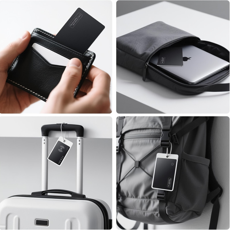 Wallet Tracker Card Air-Tag (iOS Only) - Work with Apple Find My, Bluetooth Tracker Smart Card Wallet Finder, 0.08in Slim, Item Locator for Luggage Tags, Passports, Purse