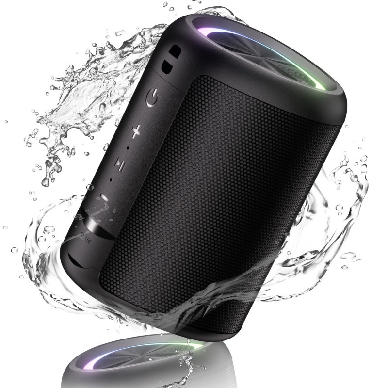 Wireless Speaker with HD Sound, Waterproof IPX4 Portable Wireless, Up to 16H Playtime, TWS Pairing, BT5.3, for Home/Party/Outdoor/Beach, Electronic Gadgets, Birthday Gift (Black)