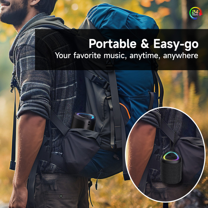 Wireless Speaker with HD Sound, Waterproof IPX4 Portable Wireless, Up to 16H Playtime, TWS Pairing, BT5.3, for Home/Party/Outdoor/Beach, Electronic Gadgets, Birthday Gift (Black)