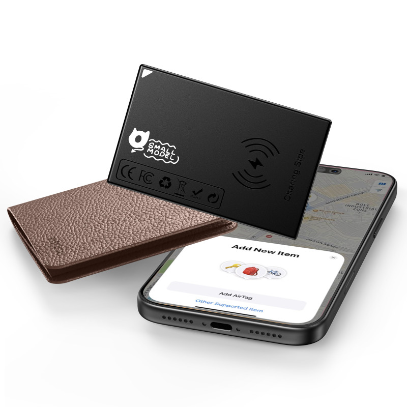 Wallet Tracker Card Air-Tag (iOS Only) - Work with Apple Find My, Bluetooth Tracker Smart Card Wallet Finder, 0.08in Slim, Item Locator for Luggage Tags, Passports, Purse.Starlight Gray