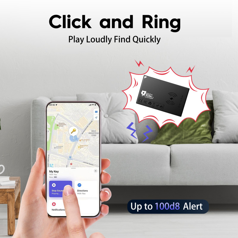 Wallet Tracker Card Air-Tag (iOS Only) - Work with Apple Find My, Bluetooth Tracker Smart Card Wallet Finder, 0.08in Slim, Item Locator for Luggage Tags, Passports, Purse.Starlight Gray