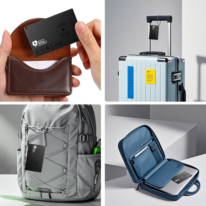 Wallet Tracker Card Air-Tag (iOS Only) - Work with Apple Find My, Bluetooth Tracker Smart Card Wallet Finder, 0.08in Slim, Item Locator for Luggage Tags, Passports, Purse.Starlight Gray