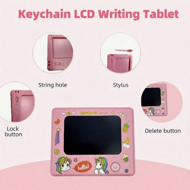 Mini LCD Writing Tablet for kids,Portable Keychain-sized Drawing Pad for Kids, Colorful Doodle Board Pad, Learning and Educational Toys for Kids, Creative Birthday Gifs for Toddlers，pink