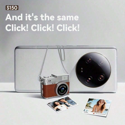 Retro-style Mini Wearable Photography Device.Features switchable filters, flash, and video recording capabilities, equipped with a 0.96-inch IPS display and LED fill light.