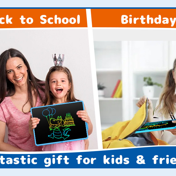 20 Inch  LCD Writing Tablet,  Colorful Screen Rechargeable Doodle Board Toddler Educational Toys for 3 4 5 6 Years Old Boys Girls Reusable Portable Drawing Tablet Christmas Toys Gifts for Kids，blue