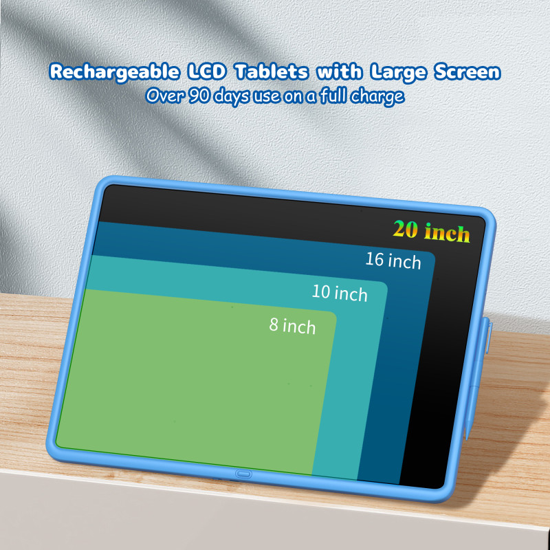 20 Inch  LCD Writing Tablet,  Colorful Screen Rechargeable Doodle Board Toddler Educational Toys for 3 4 5 6 Years Old Boys Girls Reusable Portable Drawing Tablet Christmas Toys Gifts for Kids，blue