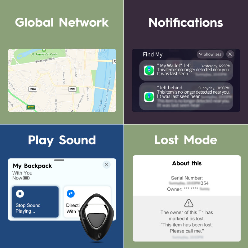 Tag Air Tracker, Trackers Like Airtgas, Luggage Tracker Works with Apple Find My [ iOS ONLY ], Key Finder Locator with Sound, 0.3oz, for (Car) Keys, Backpack, Pets, Kids