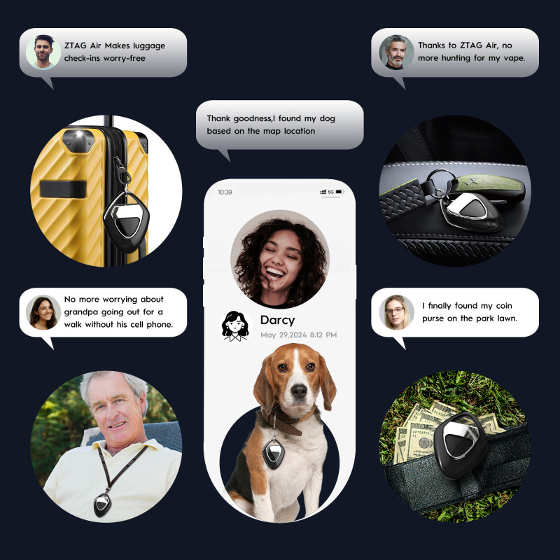 Tag Air Tracker, Trackers Like Airtgas, Luggage Tracker Works with Apple Find My [ iOS ONLY ], Key Finder Locator with Sound, 0.3oz, for (Car) Keys, Backpack, Pets, Kids